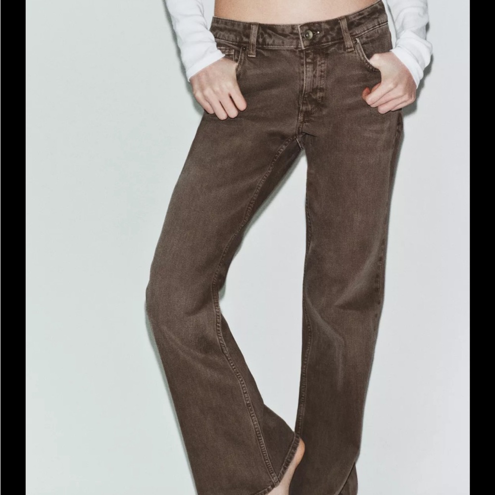 NWT Zara Women’s Bootcut Low Rise Jeans in Brown